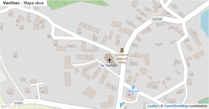 Vavřinec - mapa obce