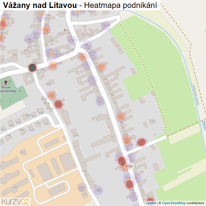 Mapa Vážany nad Litavou - Firmy v části obce.