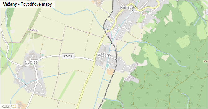 Vážany - záplavové mapy stoleté vody