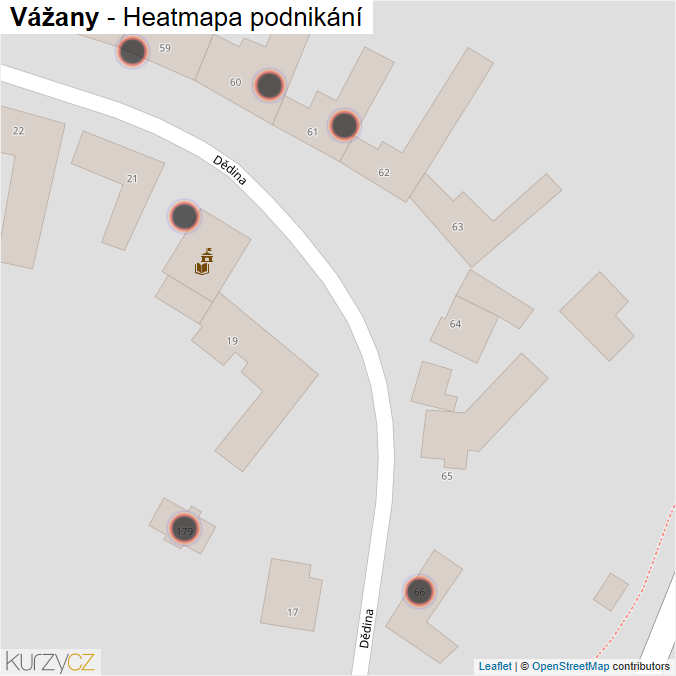 Mapa Vážany - Firmy v obci.