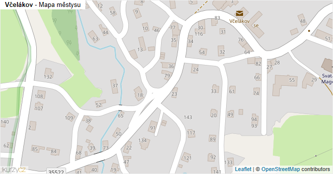 Včelákov - mapa městysu