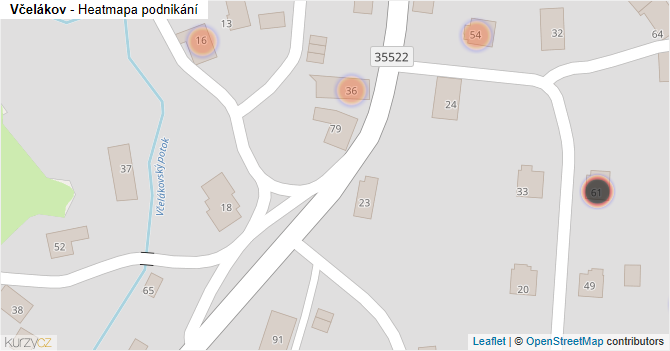Včelákov - mapa podnikání