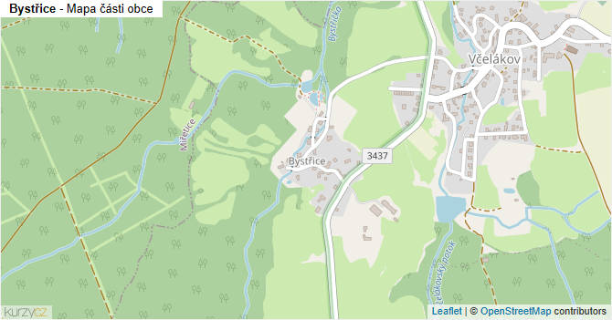 Bystřice - mapa části obce