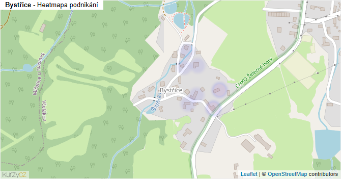 Bystřice - mapa podnikání