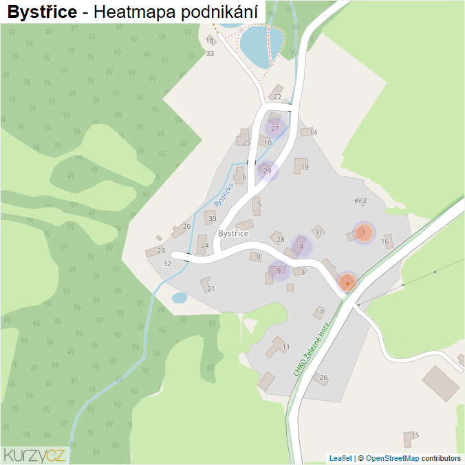 Mapa Bystřice - Firmy v části obce.