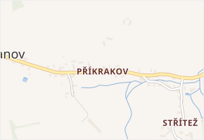 Příkrakov v obci Včelákov - mapa části obce