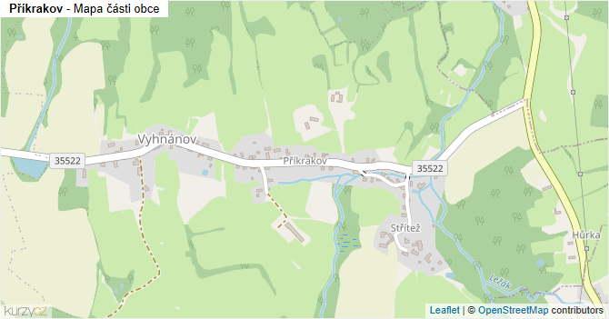 Příkrakov - mapa části obce