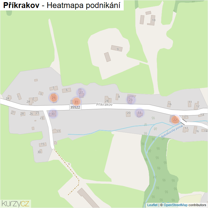 Mapa Příkrakov - Firmy v části obce.