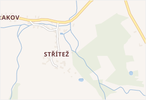 Střítež v obci Včelákov - mapa části obce