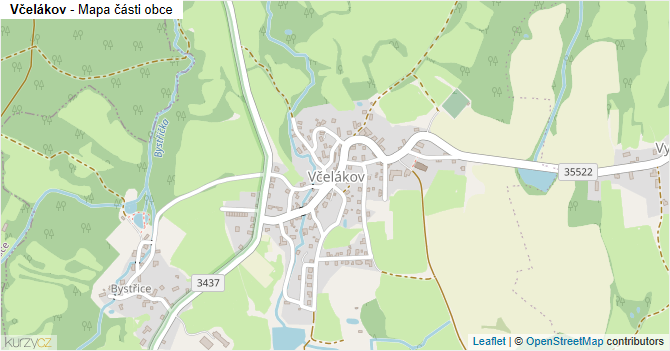 Včelákov - mapa části obce