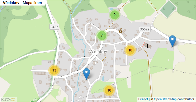 Včelákov - mapa firem