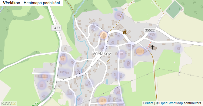 Včelákov - mapa podnikání