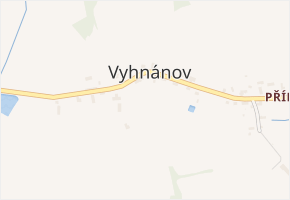 Vyhnánov v obci Včelákov - mapa části obce