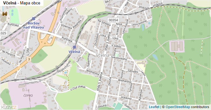 Včelná - mapa obce