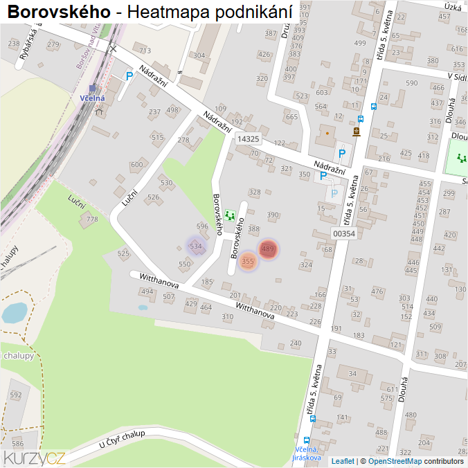 Mapa Borovského - Firmy v ulici.