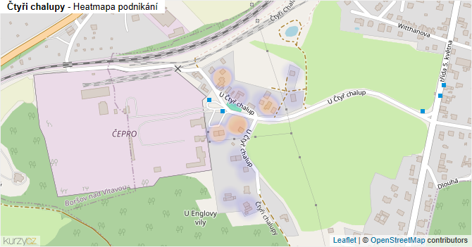Čtyři chalupy - mapa podnikání