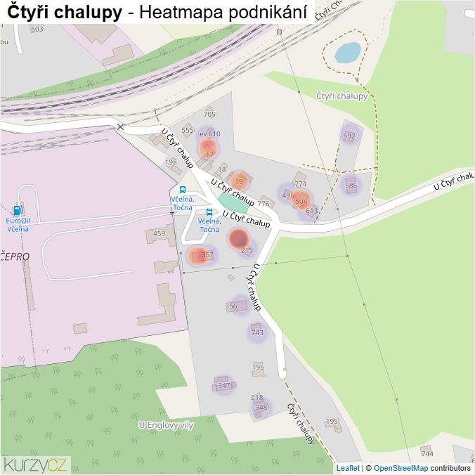 Mapa Čtyři chalupy - Firmy v ulici.