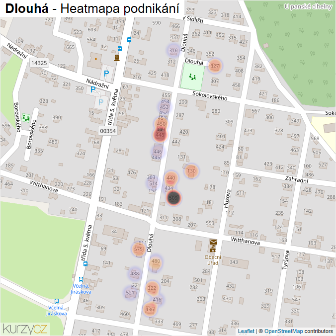 Mapa Dlouhá - Firmy v ulici.