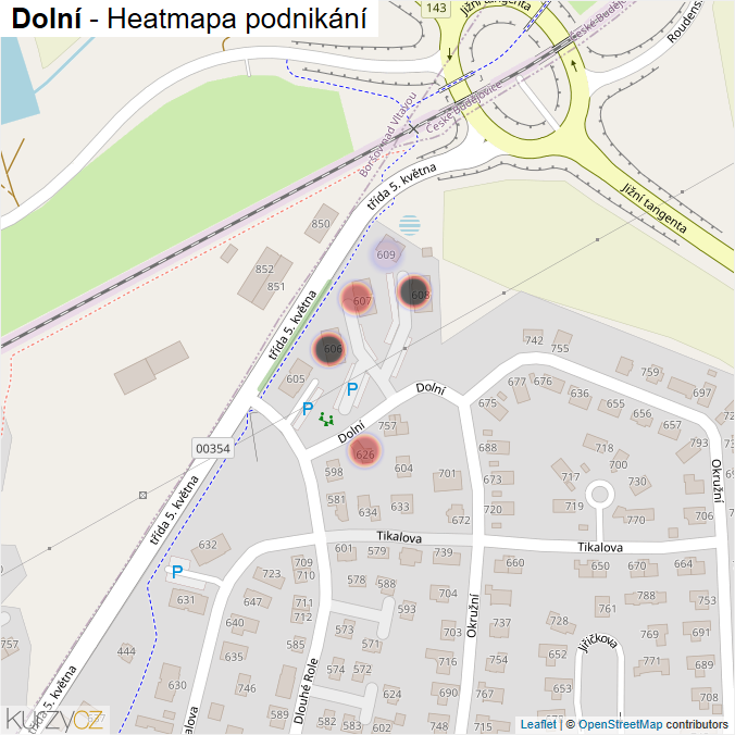 Mapa Dolní - Firmy v ulici.