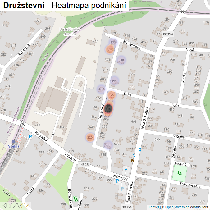 Mapa Družstevní - Firmy v ulici.