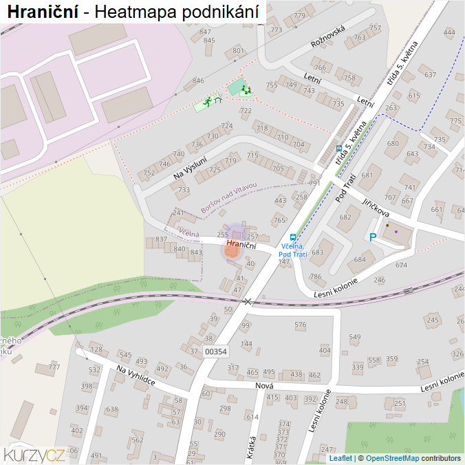 Mapa Hraniční - Firmy v ulici.