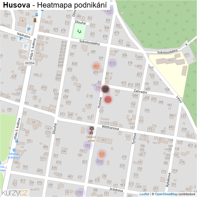 Mapa Husova - Firmy v ulici.