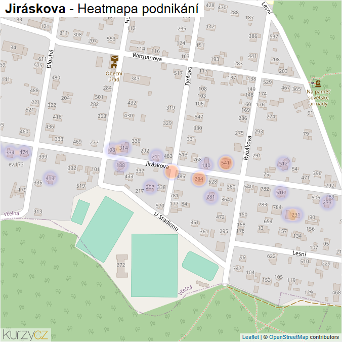 Mapa Jiráskova - Firmy v ulici.