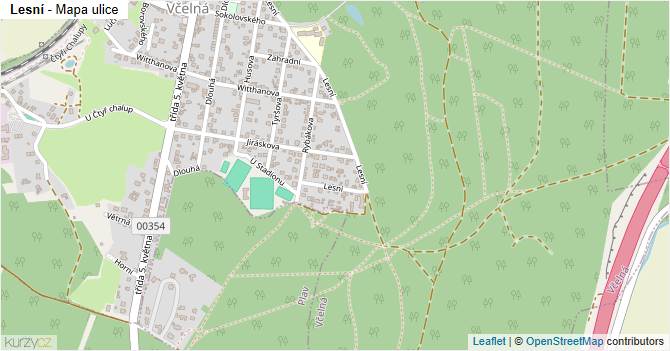 Lesní - mapa ulice