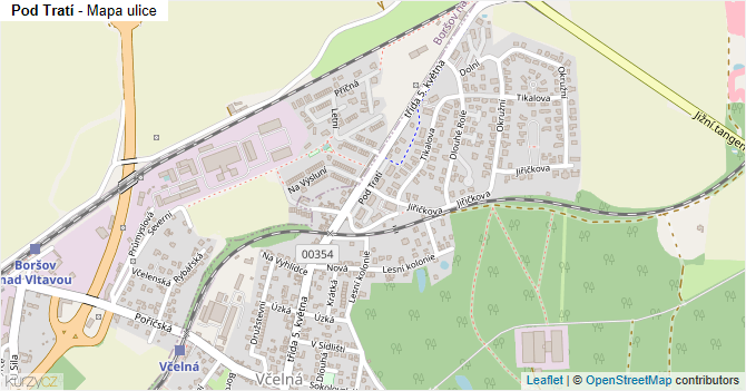 Pod Tratí - mapa ulice