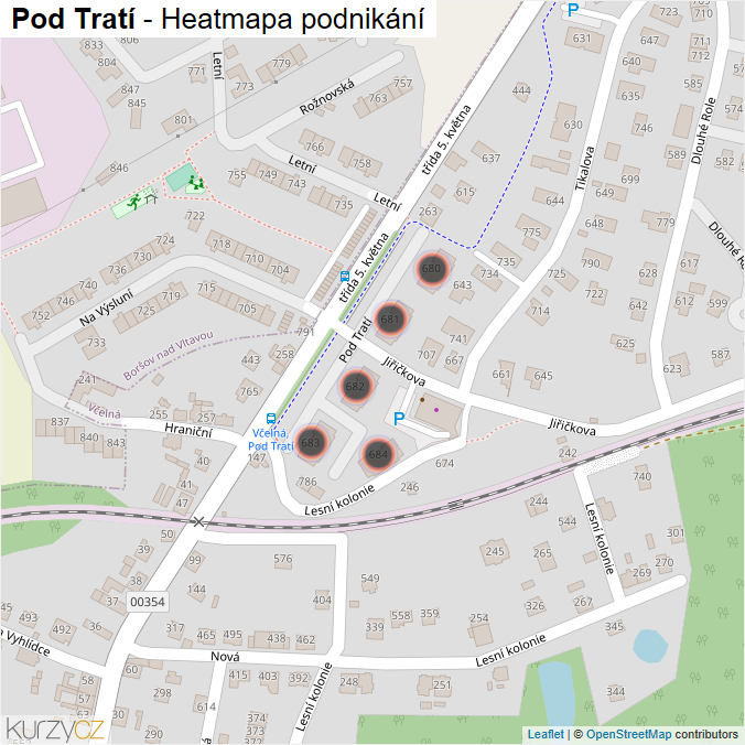 Mapa Pod Tratí - Firmy v ulici.