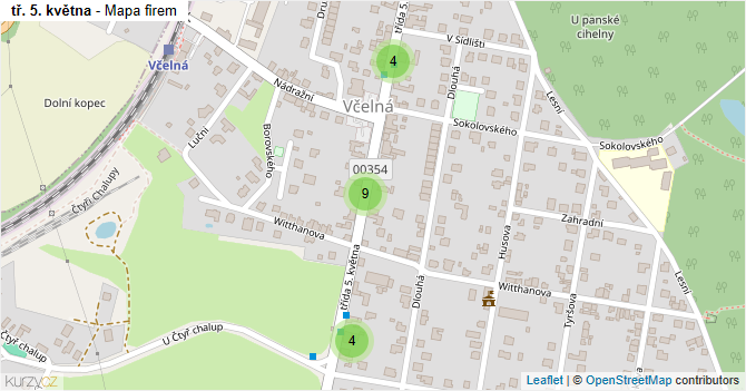 tř. 5. května - mapa firem