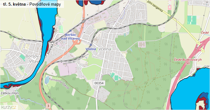 tř. 5. května - záplavové mapy stoleté vody