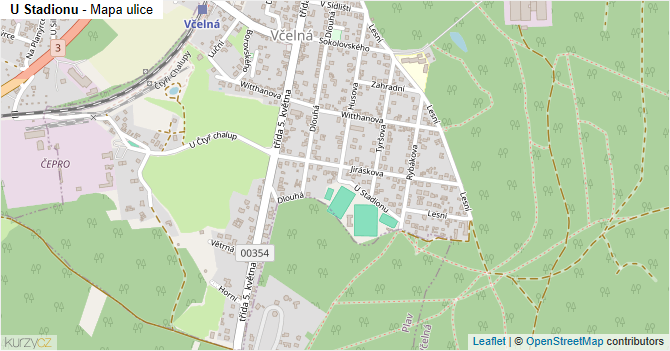 U Stadionu - mapa ulice