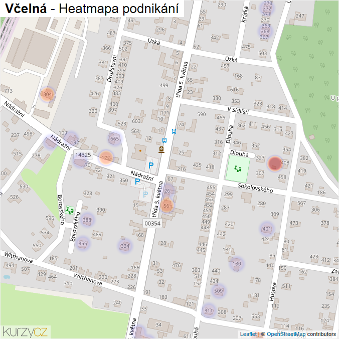 Mapa Včelná - Firmy v části obce.