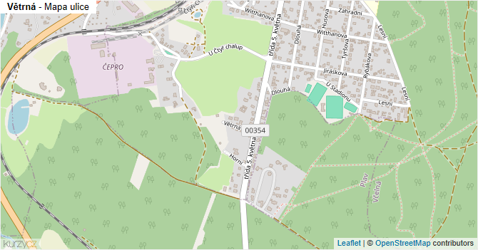 Větrná - mapa ulice