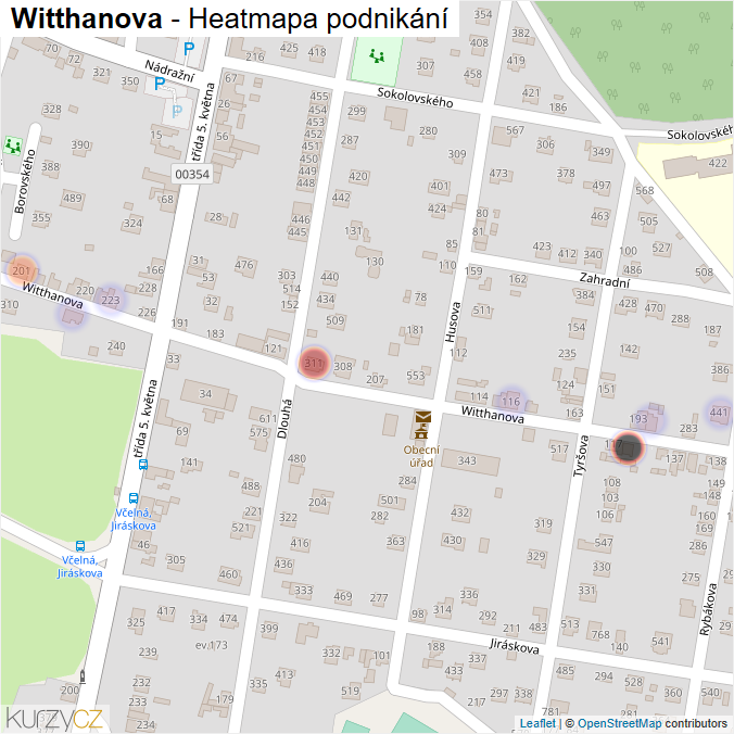 Mapa Witthanova - Firmy v ulici.