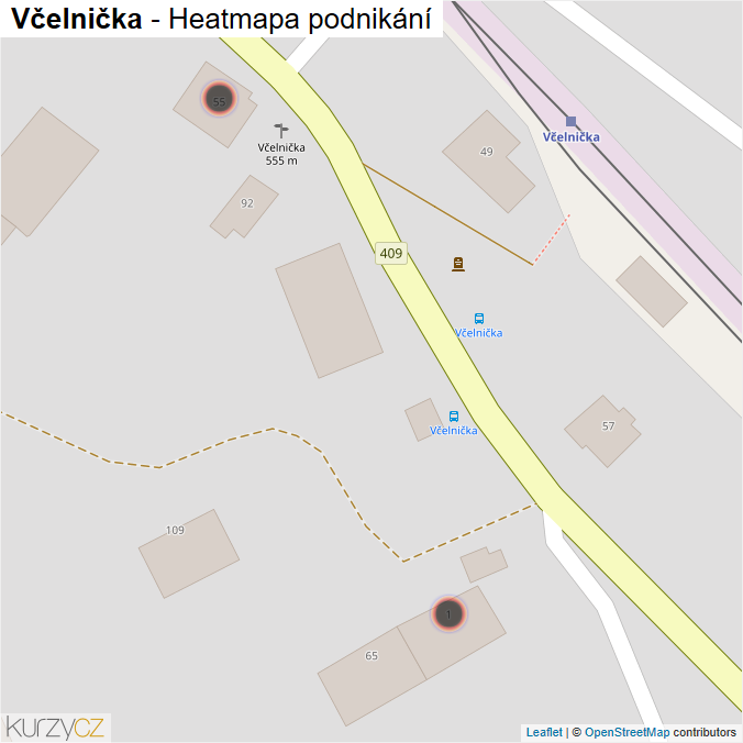 Mapa Včelnička - Firmy v obci.