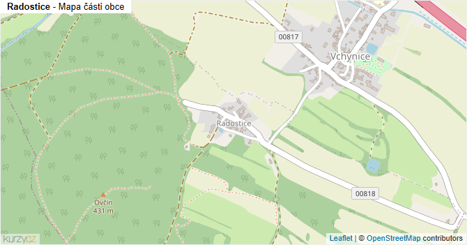Radostice - mapa části obce