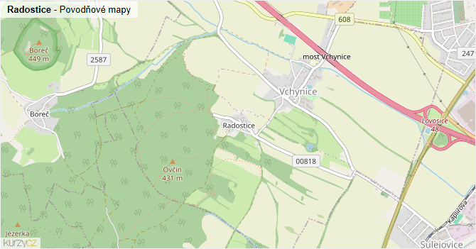 Radostice - záplavové mapy stoleté vody