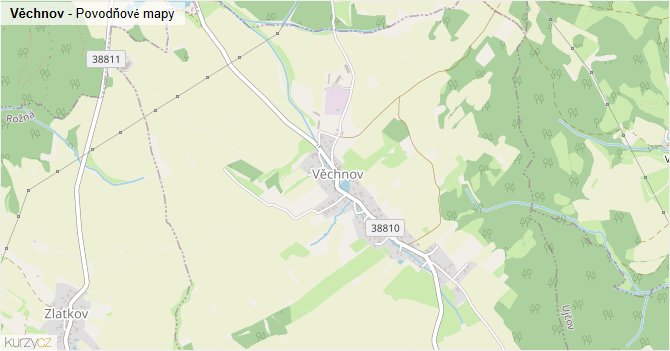Věchnov - záplavové mapy stoleté vody