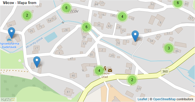 Věcov - mapa firem