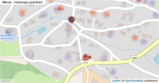 Věcov - mapa podnikání