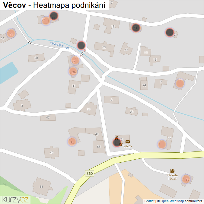 Mapa Věcov - Firmy v obci.