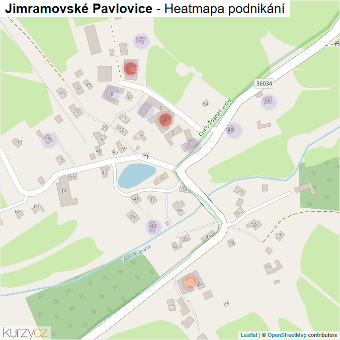 Mapa Jimramovské Pavlovice - Firmy v části obce.