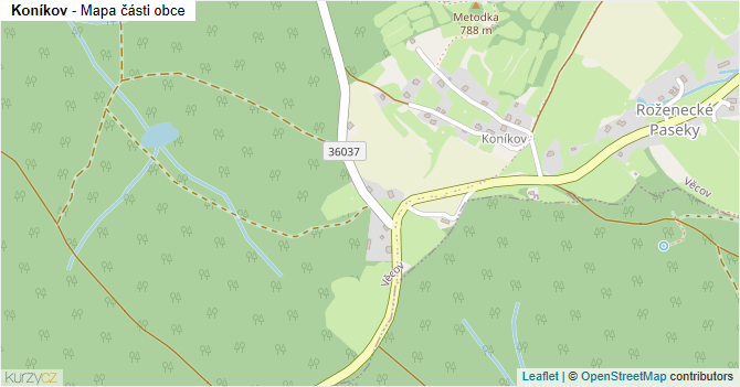 Koníkov - mapa části obce