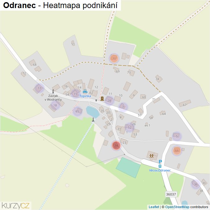 Mapa Odranec - Firmy v části obce.