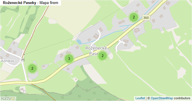 Roženecké Paseky - mapa firem