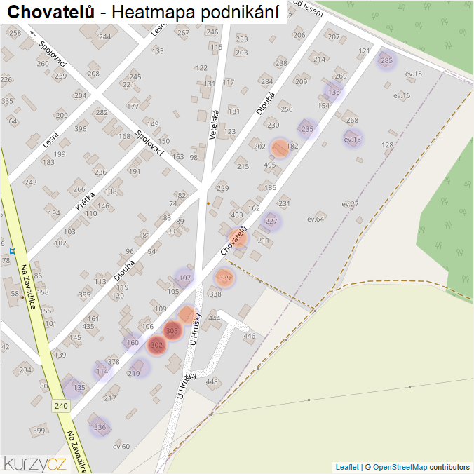 Mapa Chovatelů - Firmy v ulici.
