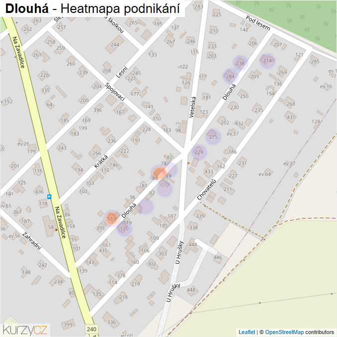 Mapa Dlouhá - Firmy v ulici.