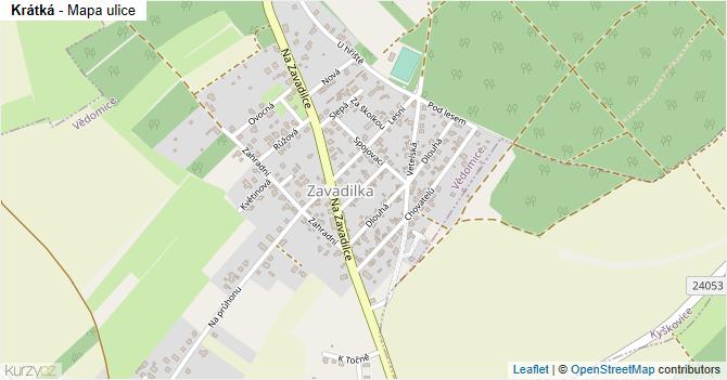 Krátká - mapa ulice